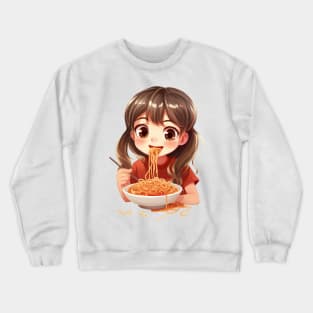 Girl Eating Spaghetti Crewneck Sweatshirt